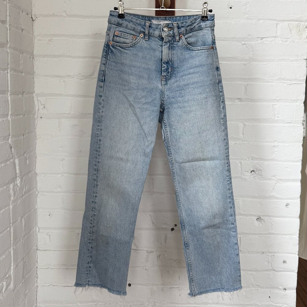 Topshop High-Rise Straight Leg Raw Hem Jeans size 26